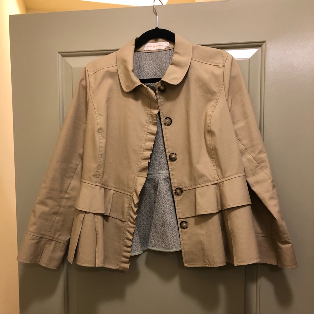 Tory Burch Tan Ruffled Coat